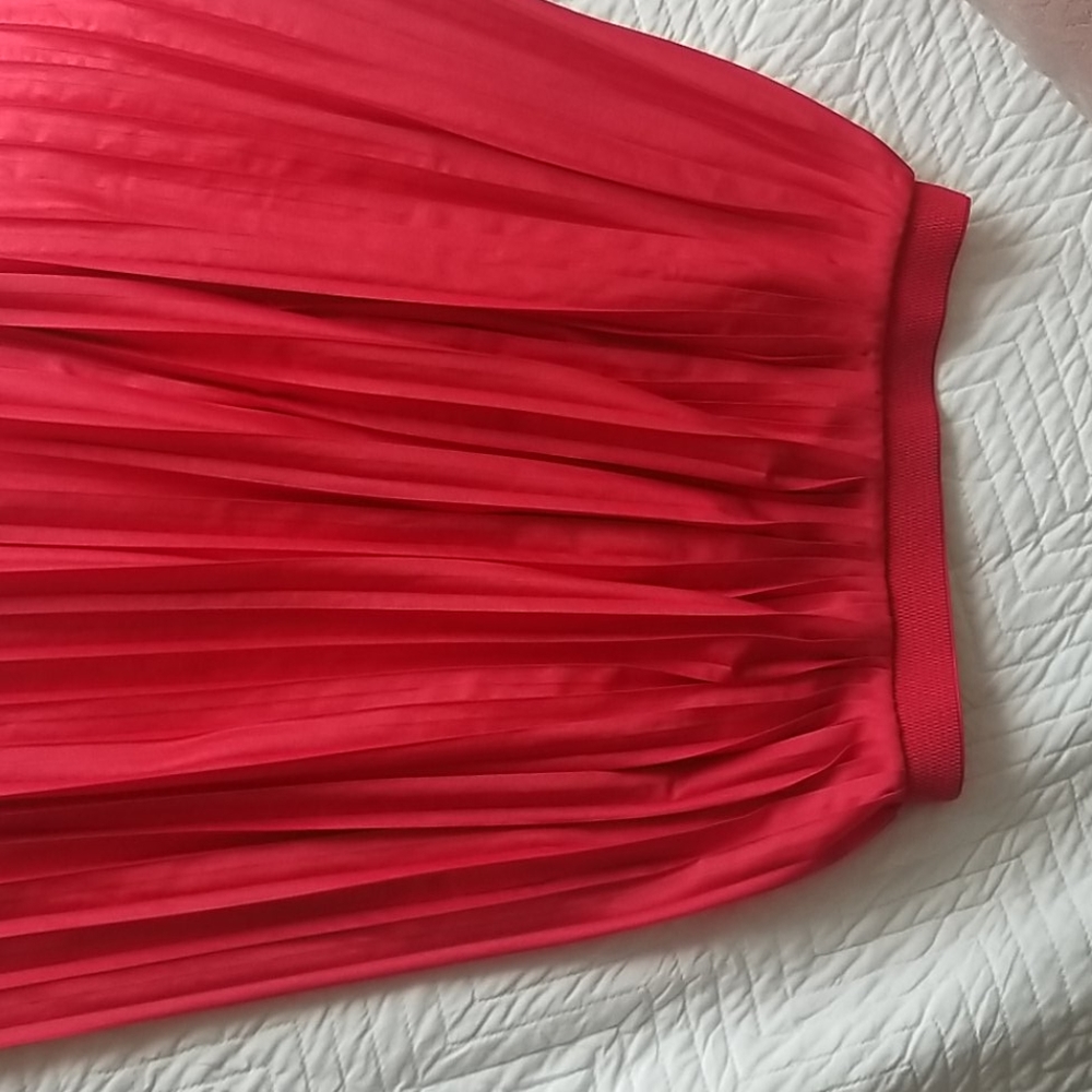 Pleated Red Skirt